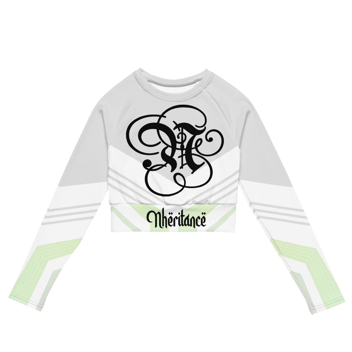 NHERITANCE® Women's Recycled Long - Sleeve Crop Top – Monogram N - Nheritance