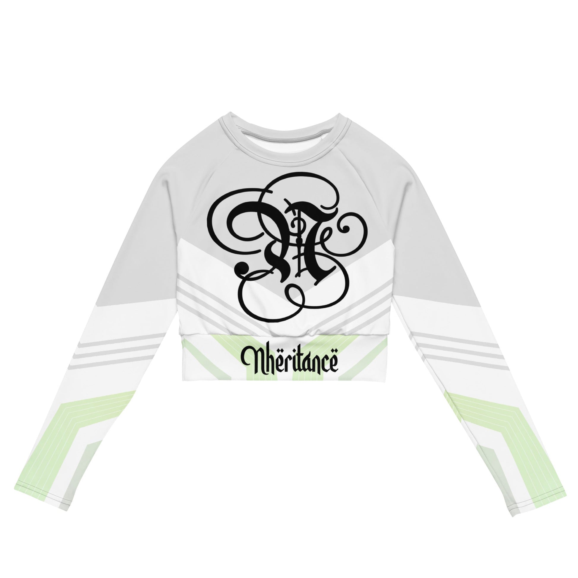 NHERITANCE® Women's Recycled Long - Sleeve Crop Top – Monogram N - Nheritance